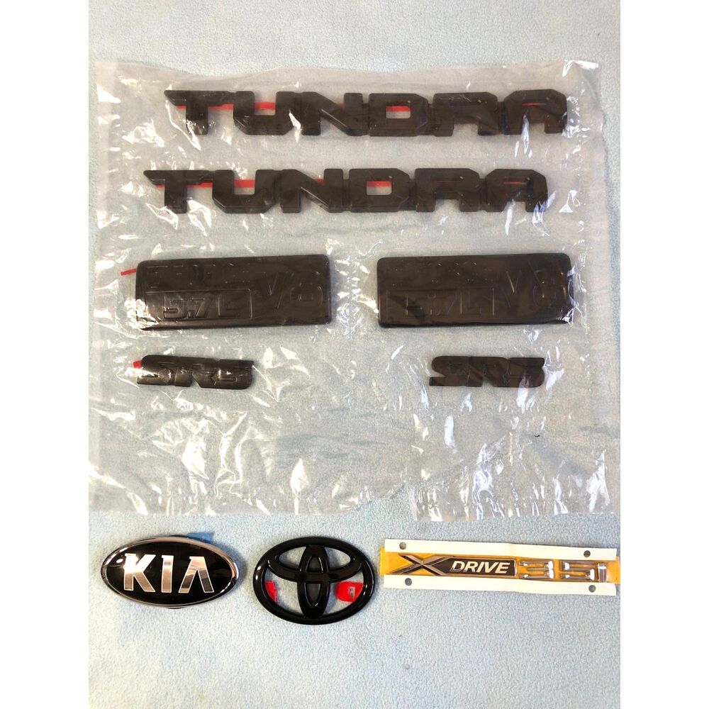 NEW Matte Black Tundra Emblem Overlay Kit i-Force V8 SR5 Toyota Kia xDrive Lot